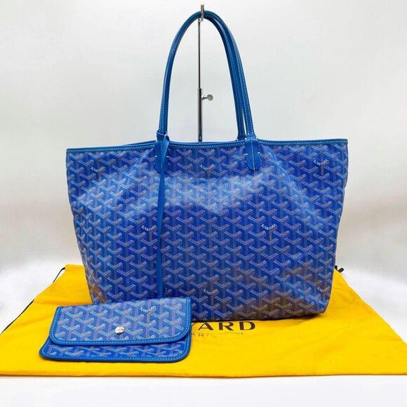 Goyard Handbags - RARE Authentic Goyard Goyardine Saint Louis PM Blue Shoulder Tote Bag & Pouch